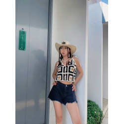 度假風鉤花背心貓之旅店海邊度假手工編織鏤空民族風吊帶衫甜美