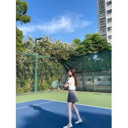 2025夏季休閒運動套裝女戶外跑步網球裙短袖polo衫百褶裙兩件套
