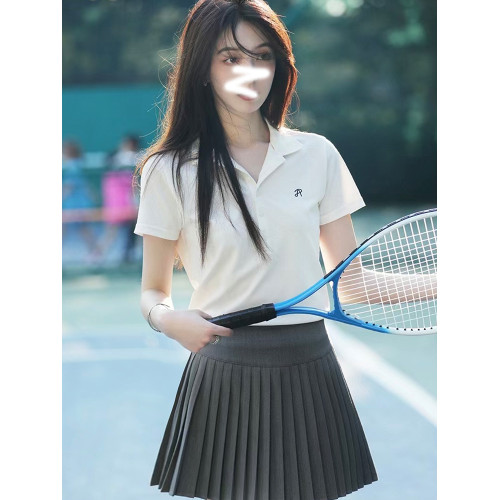 2025夏季休閒運動套裝女戶外跑步網球裙短袖polo衫百褶裙兩件套