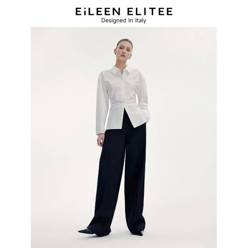 朗姿歐洲EiLEEN ELITEE純棉設計感氣質上衣女襯衣2024秋新款襯衫