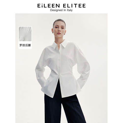 朗姿歐洲EiLEEN ELITEE純棉設計感氣質上衣女襯衣2024秋新款襯衫