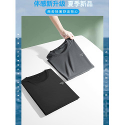 涼感冰絲背心男彈力薄款中年爸爸夏裝無袖t恤加肥加大運動速乾衣
