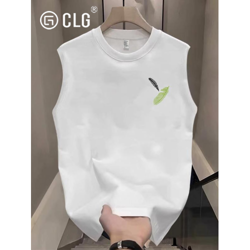 香港CLG潮牌重磅純棉背心男坎肩夏季寬松圓領無袖t恤潮流運動汗衫