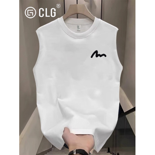 香港CLG潮牌重磅純棉背心男坎肩夏季寬松圓領無袖t恤潮流運動汗衫
