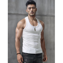 美式復古粗螺紋背心男士工字純棉運動健身衣夏季緊身訓練無袖坎肩