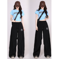 jazz跳舞街舞爵士舞服裝女團表演服夏廣場舞啦啦操工裝褲運動套裝
