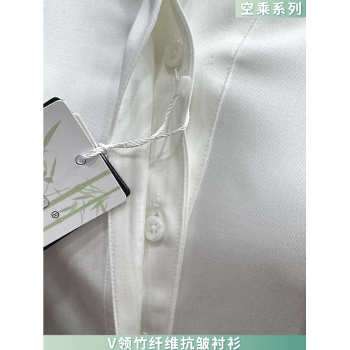 V領白襯衫女長袖高級感空乘氣質職業裝高鐵空姐面試工作服女襯衣