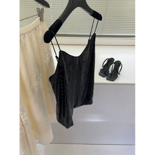 亮晶晶黑色珠片吊帶 內搭性感小心機春夏新品顯瘦Fashion吊帶衫女