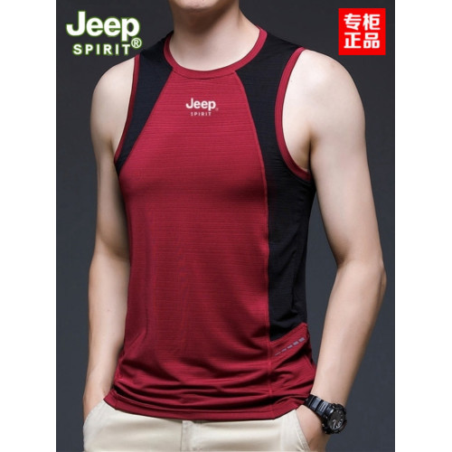 JEEP SPIRIT吉普運動速乾背心夏季男戶外健身跑步無袖冰絲T恤上衣