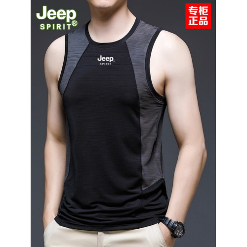 JEEP SPIRIT吉普運動速乾背心夏季男戶外健身跑步無袖冰絲T恤上衣