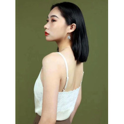 哥弟阿瑪施女裝2025夏季新款百搭V領蕾絲拼接修身顯瘦吊帶衫背心