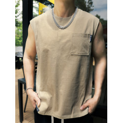 美式潮牌運動休閒汗背心大碼男寬鬆寬肩無袖衫加肥加大胖子300斤