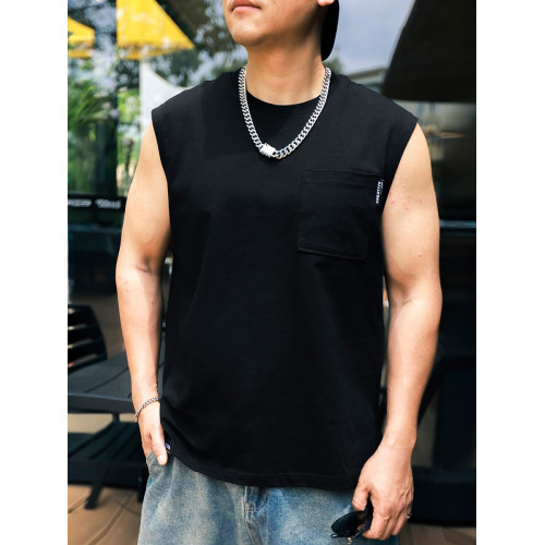 美式潮牌運動休閒汗背心大碼男寬鬆寬肩無袖衫加肥加大胖子300斤