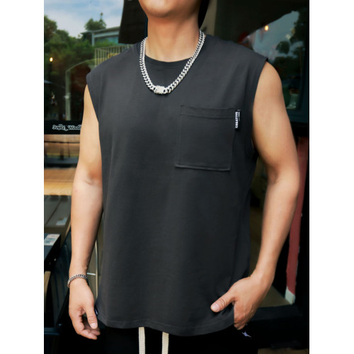 美式潮牌運動休閒汗背心大碼男寬鬆寬肩無袖衫加肥加大胖子300斤