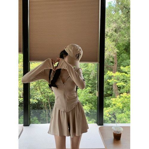 休閒運動套裝女夏季2025新款時尚顯瘦戶外防曬衣短褲跑步兩件套薄