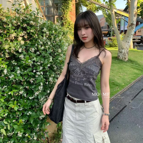 原D~保真 M@U 2025年夏季新款 蕾絲做舊背心吊帶衫010IS290-4191