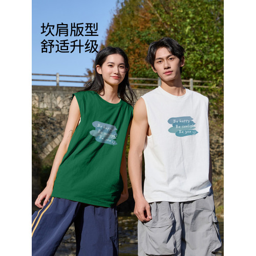 班尼路純棉背心男夏季美式潮流寬松運動健身無袖t恤男士坎肩汗衫A