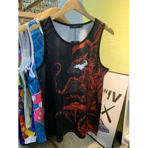 毒液網眼無袖t恤男女坎肩潮T衣服聯名3d寬松嘻哈學生潮牌夏季背心