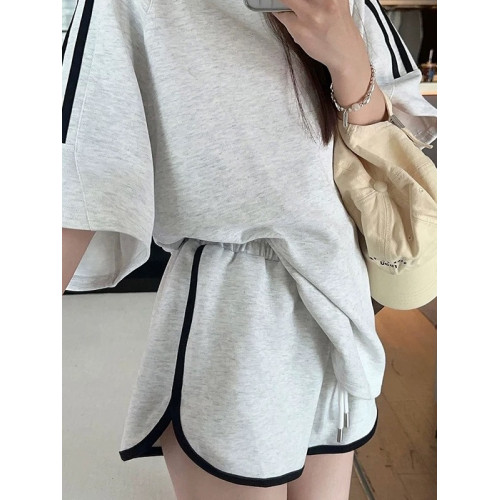 純棉時尚運動套裝女夏季學生減齡寬松顯瘦短袖短褲跑步休閒兩件套