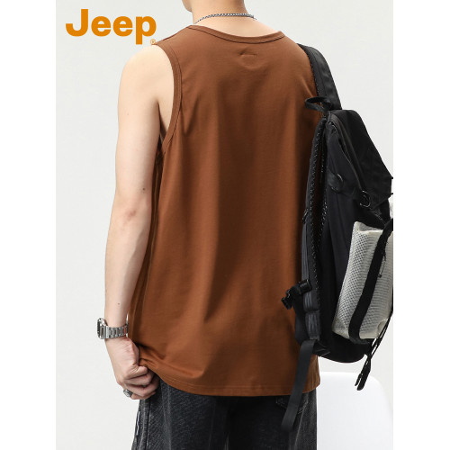 JEEP吉普男士背心夏季外穿冰絲薄款無袖t恤潮流痞帥運動速乾坎肩