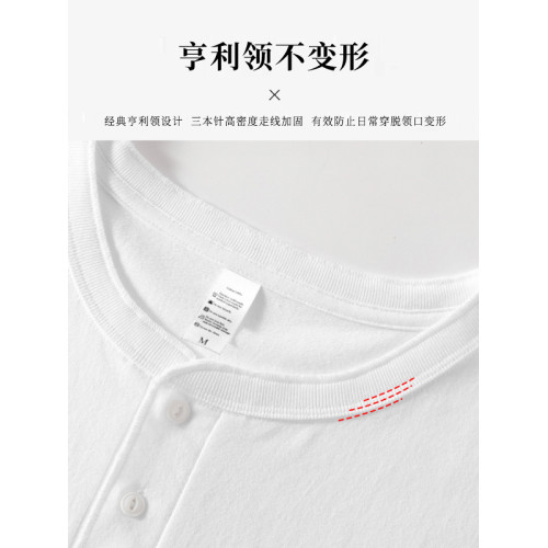美式重磅復古亨利領背心夏季新疆棉純色全棉無袖T恤亨利衫男女款