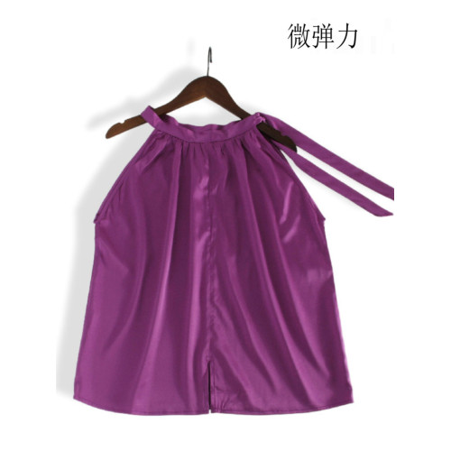 桑蠶絲真絲上衣吊帶衫顯瘦綢緞女士掛脖背心飄帶背心蝴蝶結彈力緞