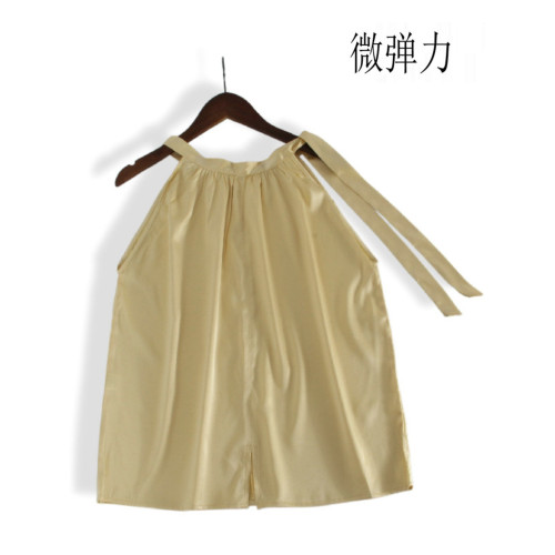 桑蠶絲真絲上衣吊帶衫顯瘦綢緞女士掛脖背心飄帶背心蝴蝶結彈力緞