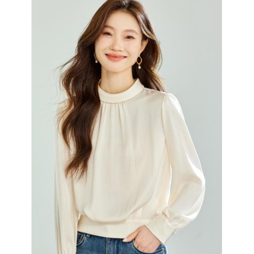 立領雪紡衫女上衣2025春季新款安可拉紅OL通勤洋氣小衫長袖女襯衣