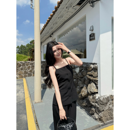 Vane韋恩韓版收腰百搭吊帶衫搭濶腿長褲夏套裝女兩件套時尚氣質