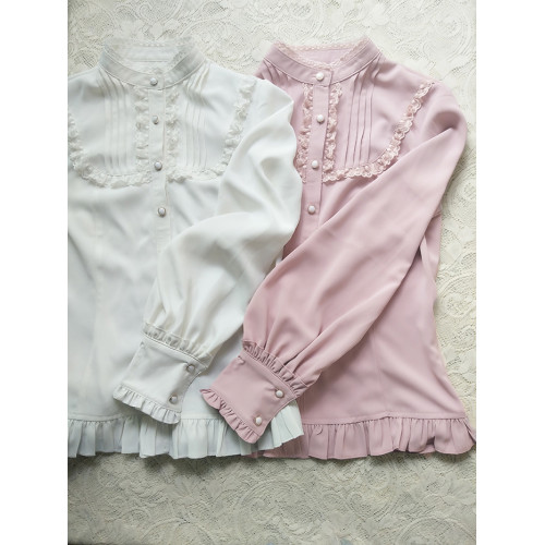 【幽蘭巷】原創lolita內搭襯衫立領羊腿袖長袖女襯衣