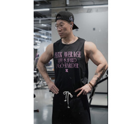 ZEKE LAB「FXXKING平庸」速乾健身背心 圓弧下擺寬松運動休閒坎肩