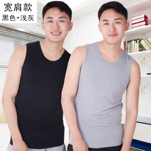 冠得背心男夏薄款青年透氣棉莫代爾健身大號寬松外穿吊帶男2件裝