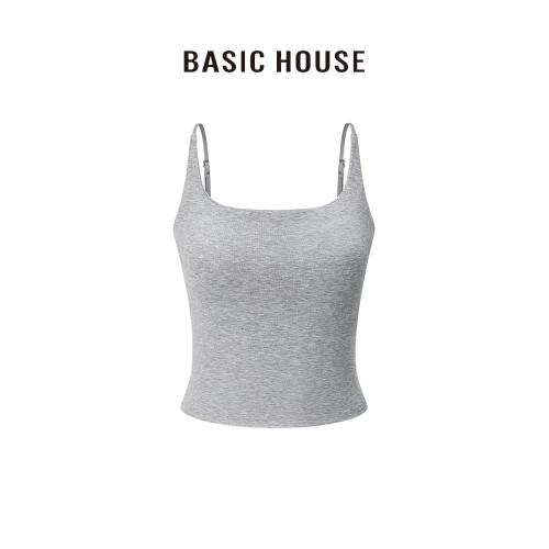 百家好/Basic House性感帶罩杯吊帶衫女修身辣妹外擴顯瘦背心打底