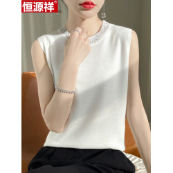 恒源祥桑蠶絲無袖背心女圓領套頭西裝內搭外穿打底吊帶衫百搭上衣