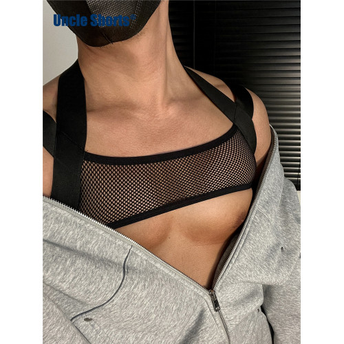 Uncle Shorts性感工字背心男束縛帶緊身彈力超短網眼上衣夜店表演