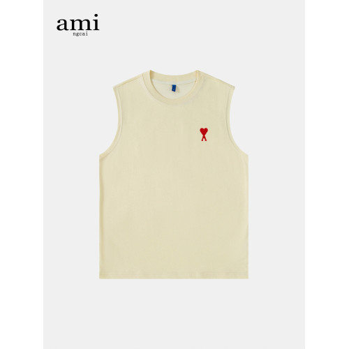 Ami ngcai官方背心男女夏季新款美式潮牌寬松休閒百搭白色無袖T恤