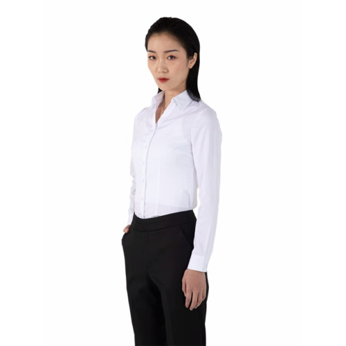 JTO九唐2023新款奔馳女士長袖白襯衫4S店銷售V領女襯衣工服職業裝
