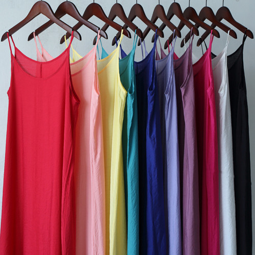 夏季絲棉文藝打底吊帶背心裙女襯裙寬鬆內搭小吊帶衫大碼棉麻女裝