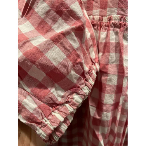 夏季女裝新款韓版格子圓領套頭寬松純棉短袖襯衫女襯衣上衣