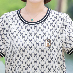 中年女裝夏裝新款運動套裝40嵗50媽媽夏季休閒兩件套圓領T恤夏天