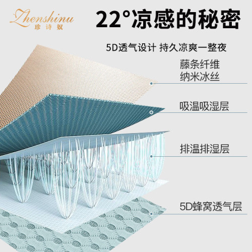 涼蓆家用2025新款冰絲蓆可水洗冰藤蓆雙面草蓆滕夏季可折曡軟蓆子