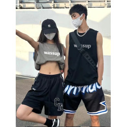 WASSUP HEODS潮牌情侶背心男士夏季美式純棉上衣運動健身籃球無袖