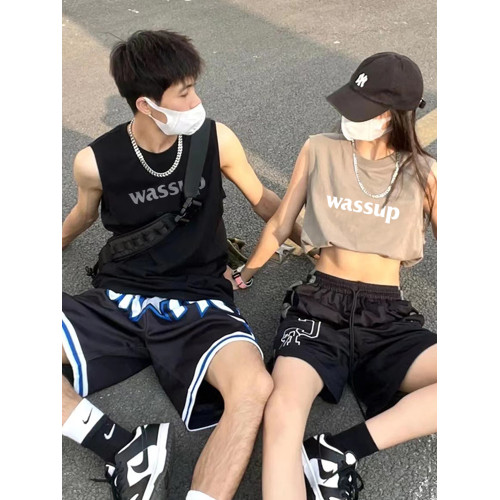 WASSUP HEODS潮牌情侶背心男士夏季美式純棉上衣運動健身籃球無袖