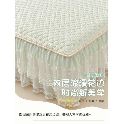 高級夏季涼感冰絲乳膠涼蓆2025新款床裙款公主風軟蓆學生宿舍單人