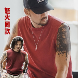 馬登工裝 美式復古硬漢做舊背心純棉運動健身打底坎肩無袖T恤男夏