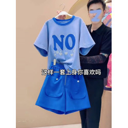 歐貨休閒運動套裝女2025新款夏季時尚洋氣印花短袖短褲兩件套顯瘦