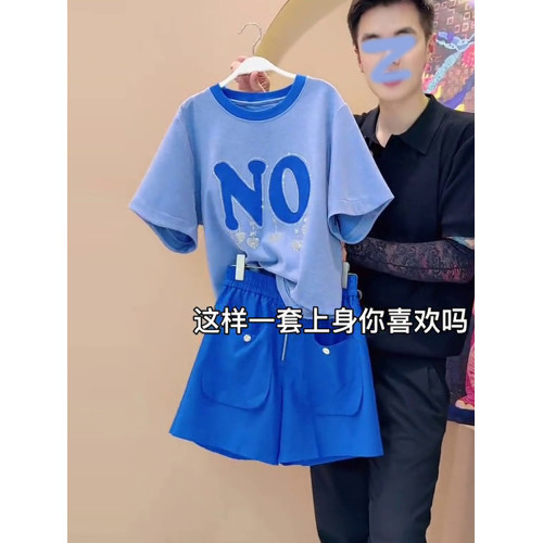 歐貨休閒運動套裝女2025新款夏季時尚洋氣印花短袖短褲兩件套顯瘦