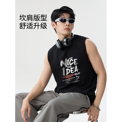 班尼路S&K系列男士純棉背心夏季外穿運動健身坎肩美式休閒無袖t恤