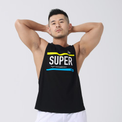hansbenny夏季新款男士運動背心健身休閒個性無袖坎肩潮全棉背心
