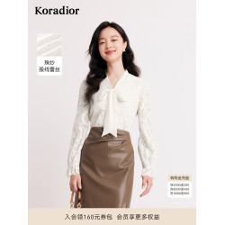 koradior珂萊蒂爾秋季優雅氣質法式蕾絲時尚設計感襯衫女襯衣